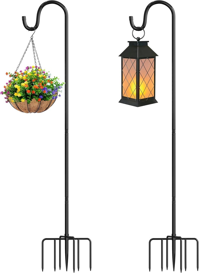 anyperfect 76″ Adjustable Lantern & Shepherd Hook – Heavy Duty Outdoor Garden Hook for Lanterns, Solar Lights, String Lights, Hanging Baskets, Plant Pots, Hummingbird Feeders & Wedding Decor （2‑Pack） - Image 1